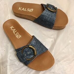 NWT Kalso Earth Blue Slides Sandals